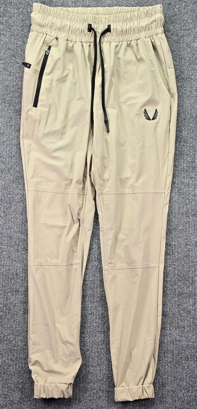 ASRV Utility Joggers Pants Mens Small Tan Beige Tapered Drawstring Gym Training
